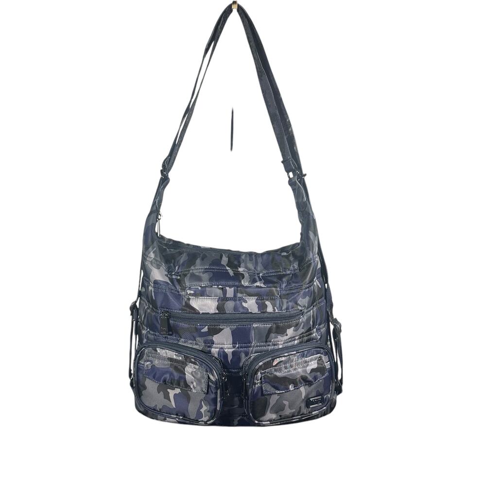 Lug Zipliner Camo Crossbody Bag Nylon Multi-Pocket Travel Organizer blue